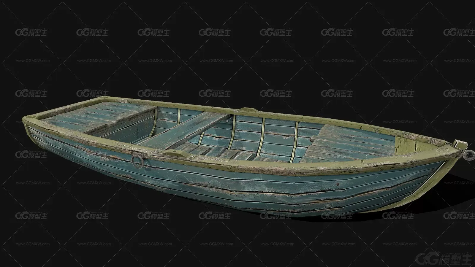 小木船 木舟 小渔船3D模型-4