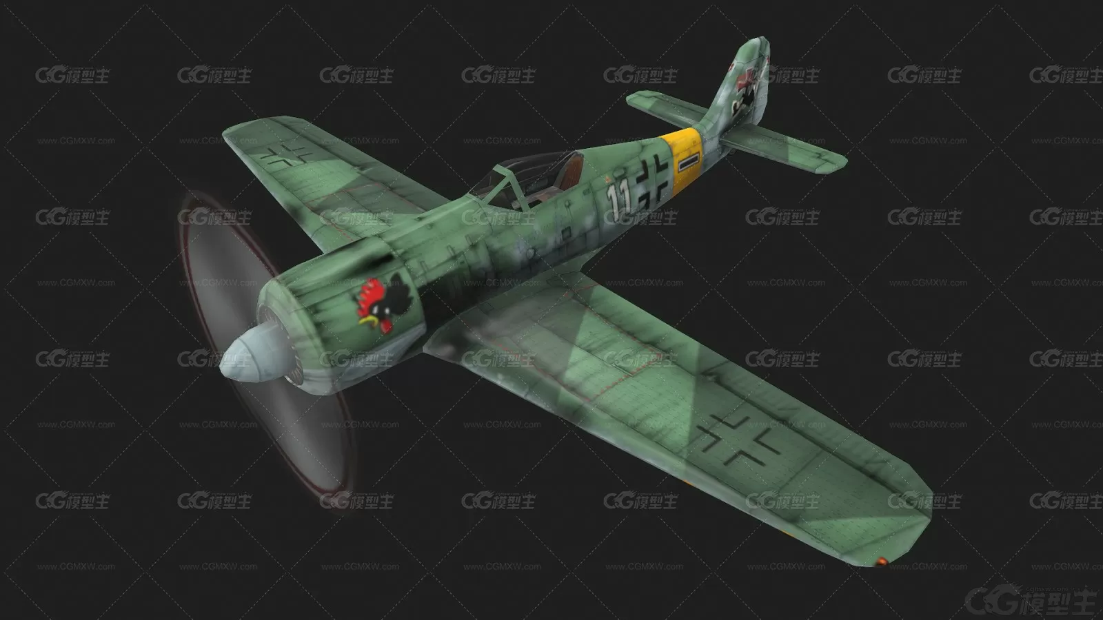 二战 梅塞施米特 Bf-109战斗机 德国战斗机 军事飞机3D模型-2