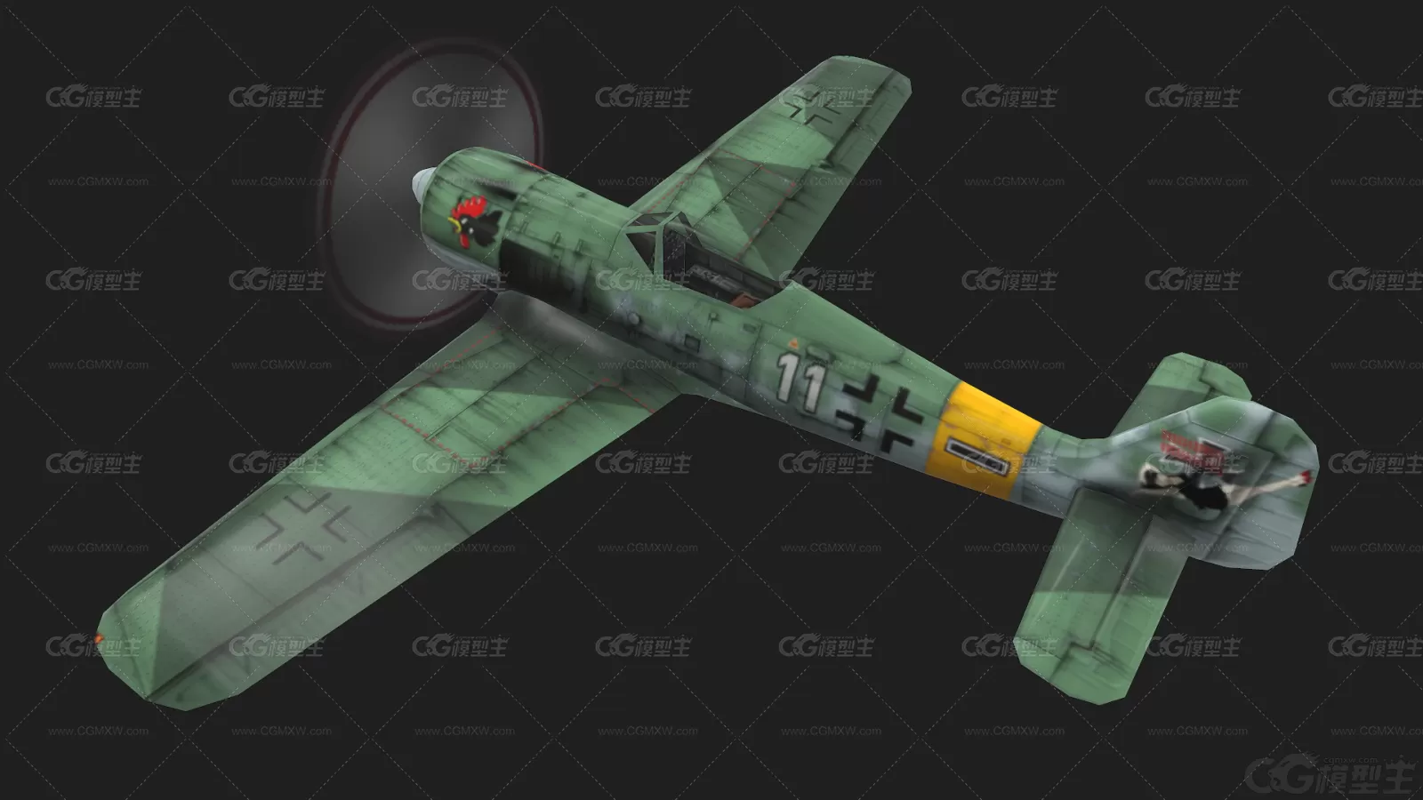 二战 梅塞施米特 Bf-109战斗机 德国战斗机 军事飞机3D模型-3