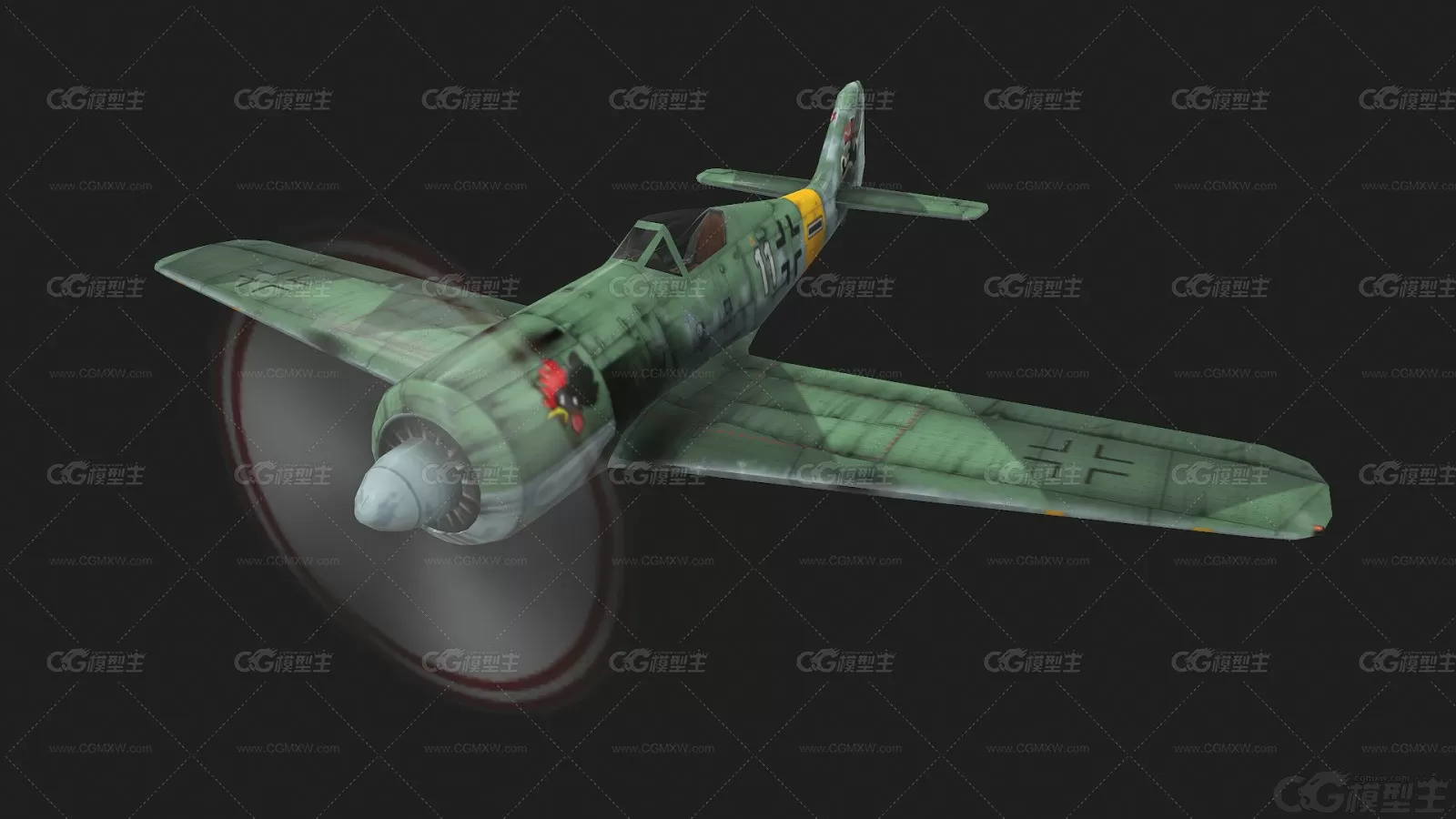 二战 梅塞施米特 Bf-109战斗机 德国战斗机 军事飞机3D模型-4