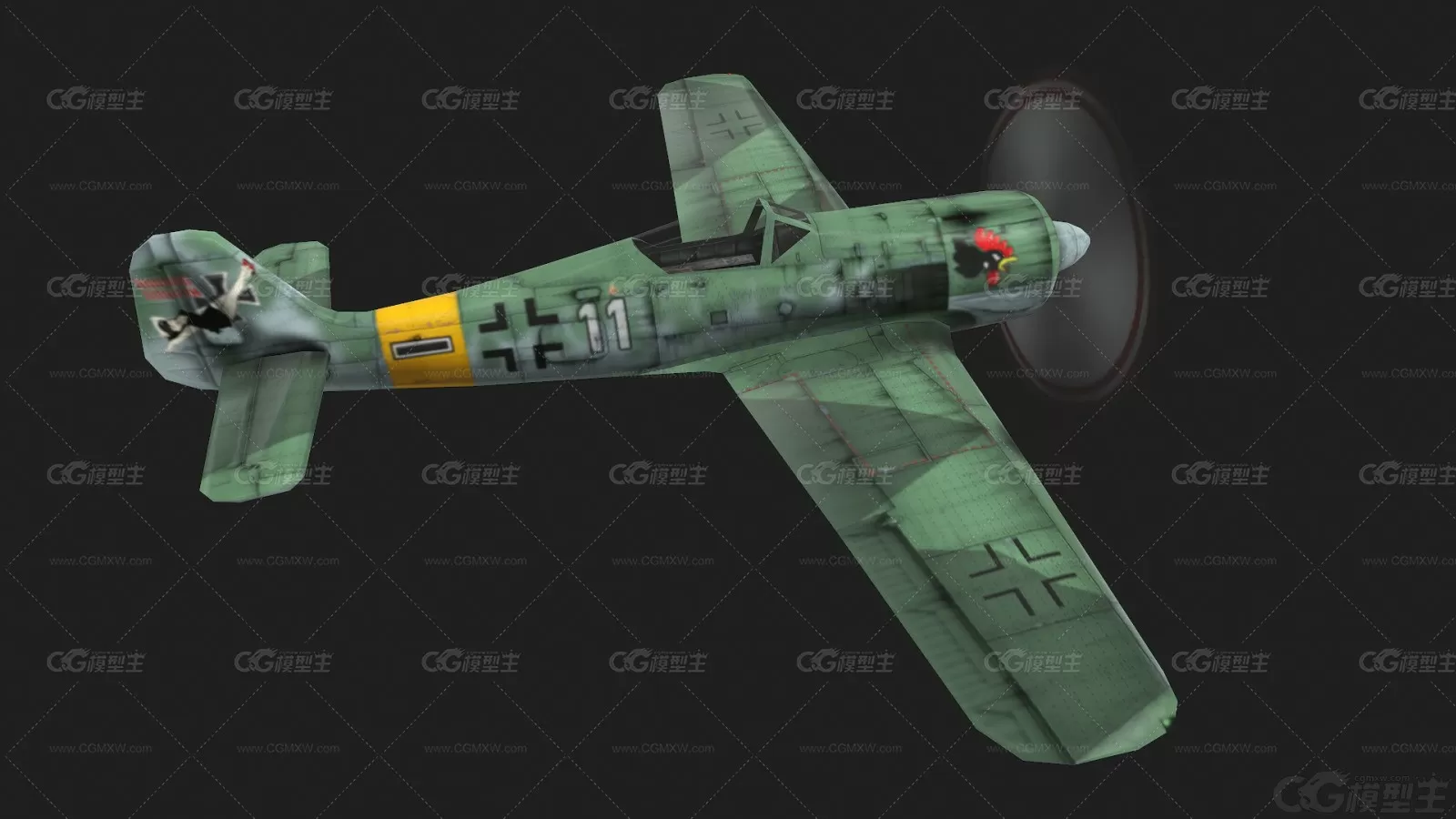 二战 梅塞施米特 Bf-109战斗机 德国战斗机 军事飞机3D模型-5