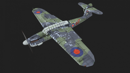 英国二战喷火式战斗机 Spitfire Fighter 喷火 英国 活塞式 战斗机军用飞机3D模型