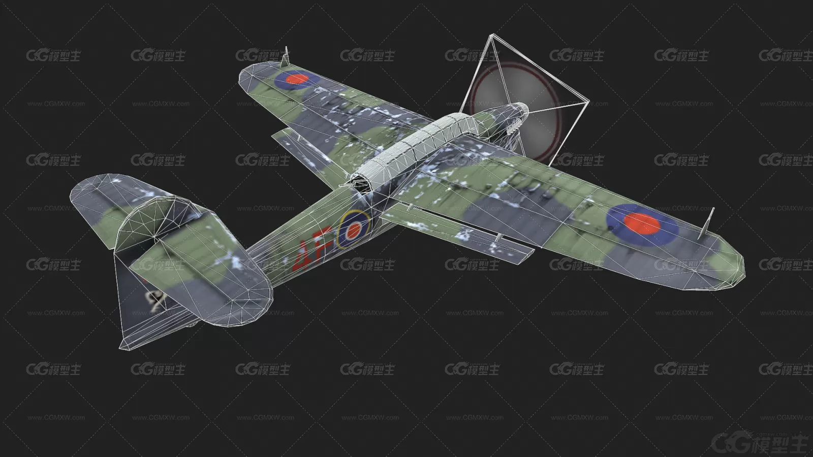 英国二战喷火式战斗机 Spitfire Fighter 喷火 英国 活塞式 战斗机军用飞机3D模型-5