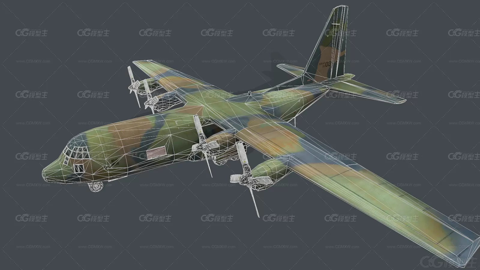 运输机 C-130运输机 大力神运输机 空中加油机 美军运输机3D模型-6