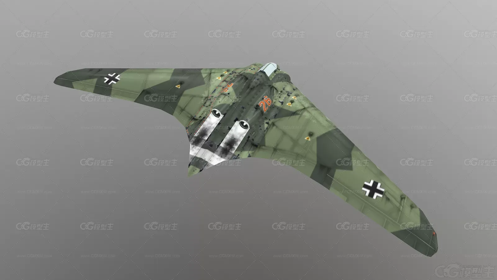 德国 战斗机 Ho 229 Ho-229战斗轰炸机 无尾飞翼喷气式 霍顿229型战斗机 3D模型-1