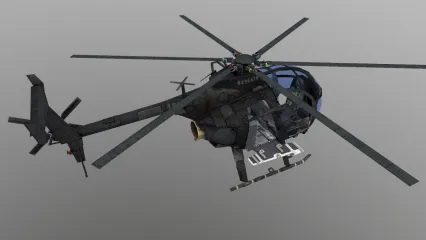 军用直升机 MH-6 小鸟直升机 直升飞机 特种作战 轻型直升机 航空侦察机3D模型