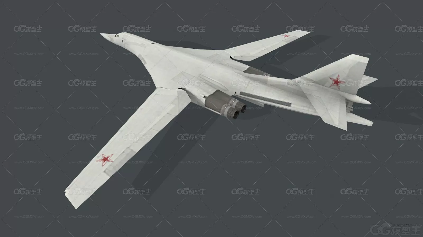 PBR tu160 Tu-160 图160 图-160 海盗旗 白天鹅 战略轰炸机 Ty160军用飞机3D模型-3