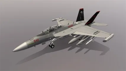 EA-18G 咆哮者 战斗机 飞机 军用飞机 空军 电子干扰战机带驾驶舱lowpoly低模3D模型