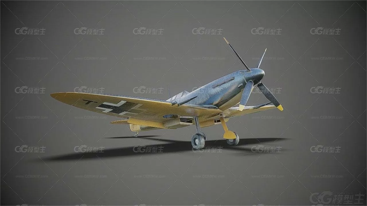 德国spitfire-mk9 喷火MK9 二战 战斗机 轰炸机 空军战斗机 军用飞机3D模型-2