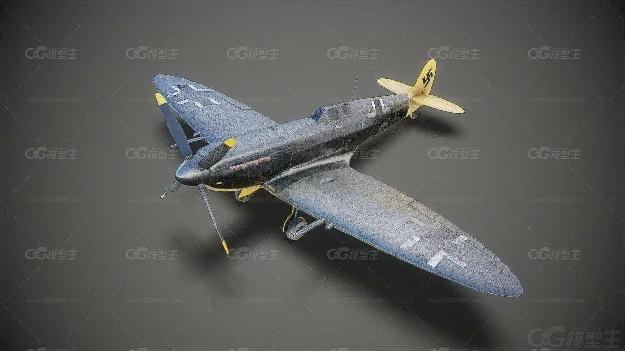 德国spitfire-mk9 喷火MK9 二战 战斗机 轰炸机 空军战斗机 军用飞机3D模型-3