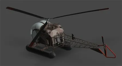 海事直升机 小型直升机 无人直升机 车载直升机 侦察机3D模型