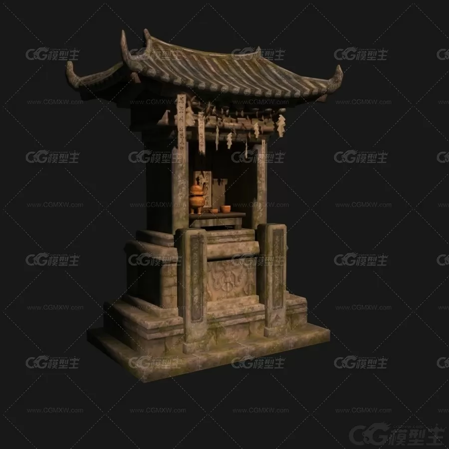 庙 神庙 土地庙 庙堂 山神庙3D模型-1