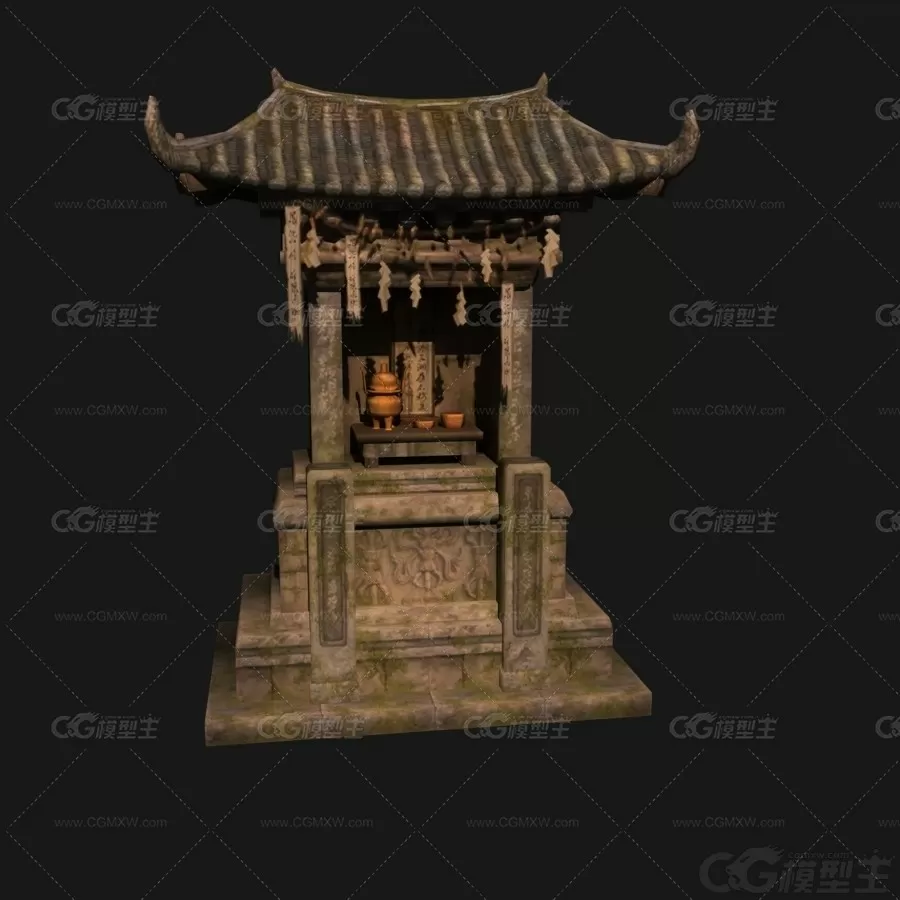 庙 神庙 土地庙 庙堂 山神庙3D模型-2