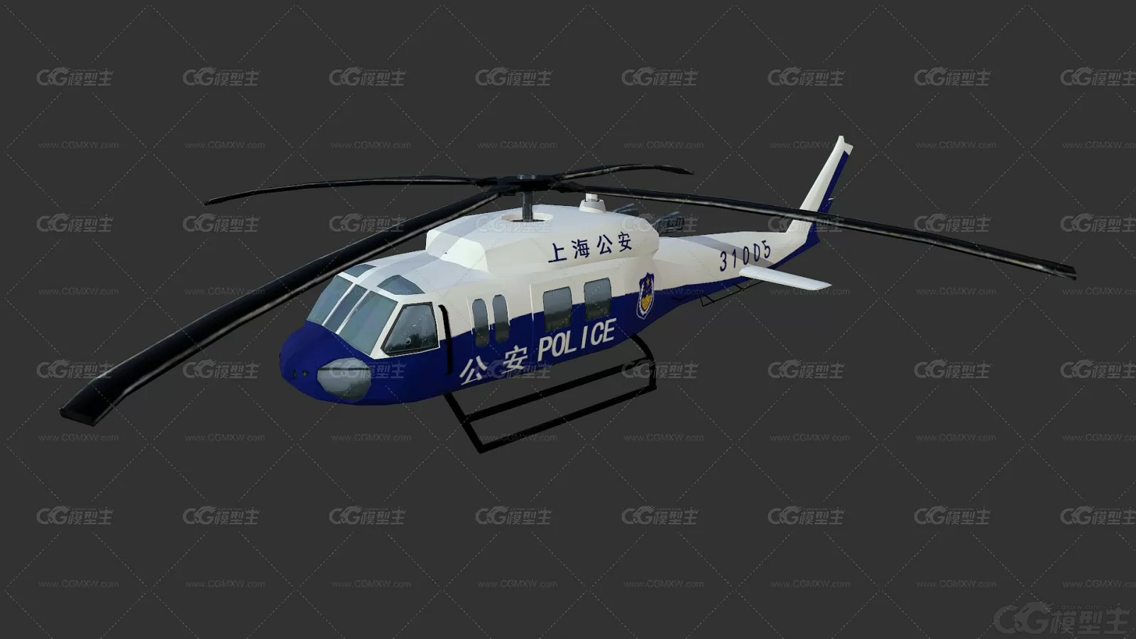 中国警察直升机 警用装备 china-police-helicopter 公安系统装备3D模型-1