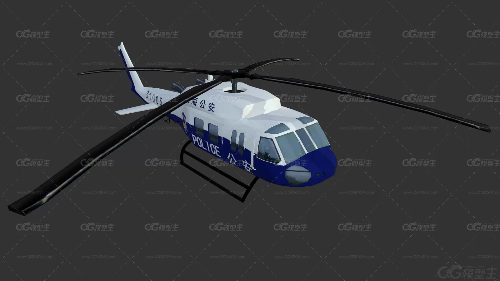 中国警察直升机 警用装备 china-police-helicopter 公安系统装备3D模型-2