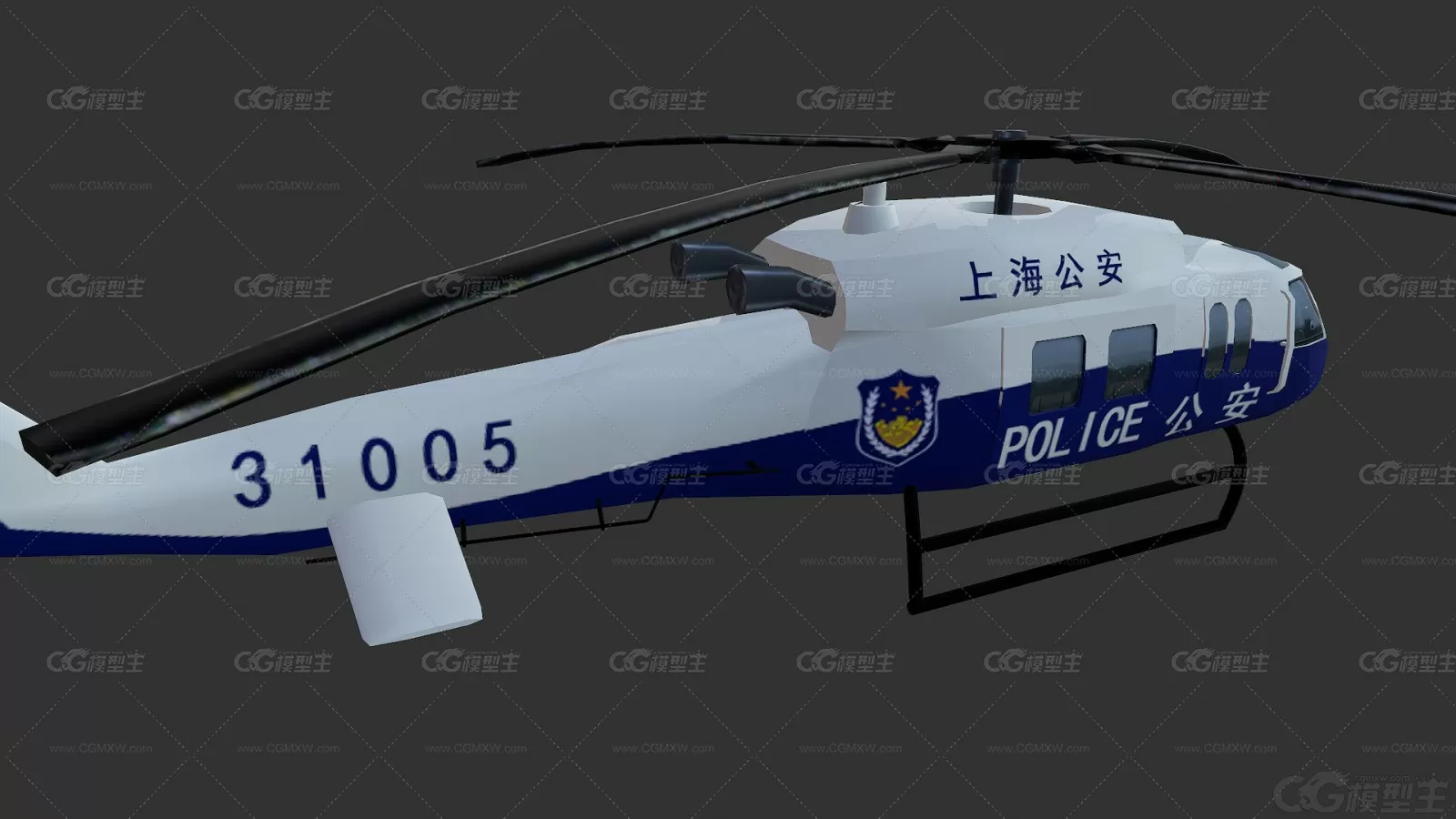 中国警察直升机 警用装备 china-police-helicopter 公安系统装备3D模型-3