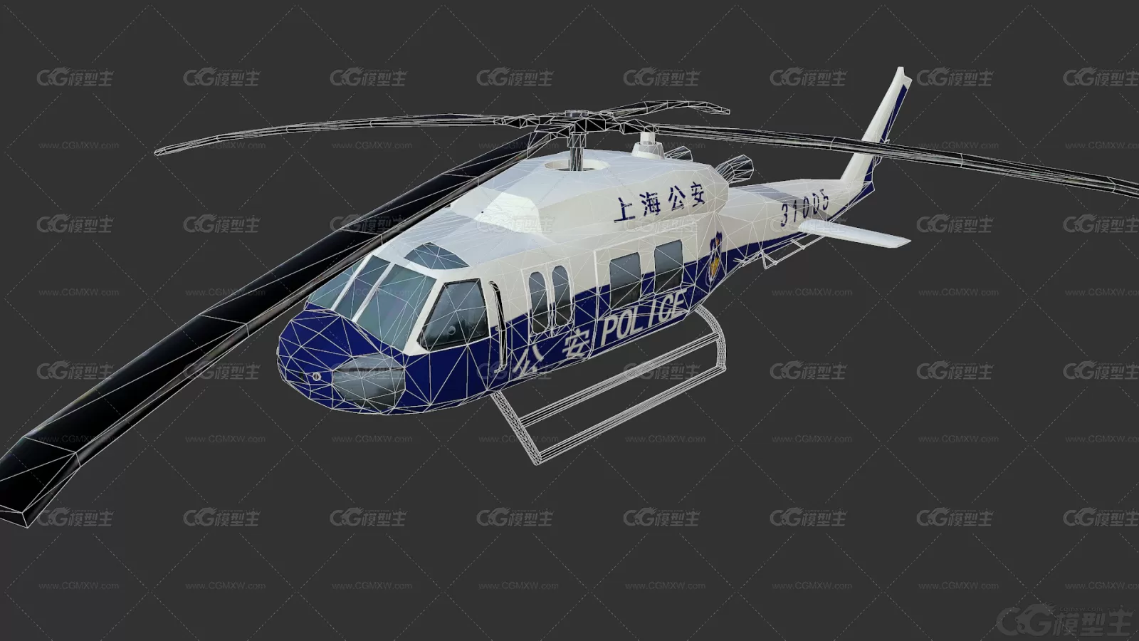 中国警察直升机 警用装备 china-police-helicopter 公安系统装备3D模型-4