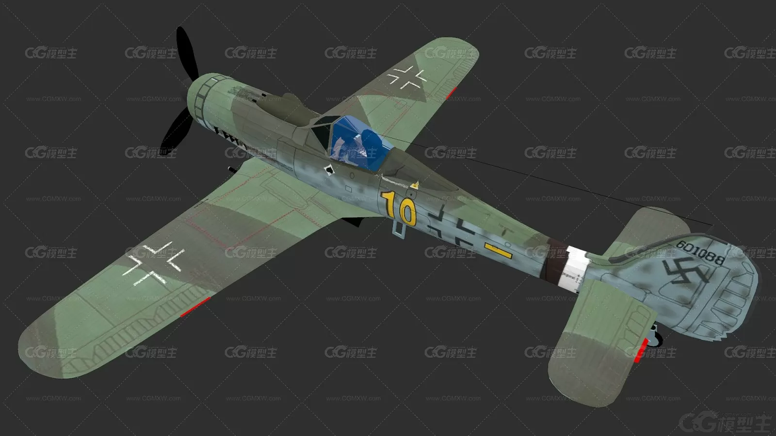 【二战名机】PBR Fw190 福克沃尔夫Fw-190 百舌鸟 战斗机 二战德国战机 纳粹德国-3