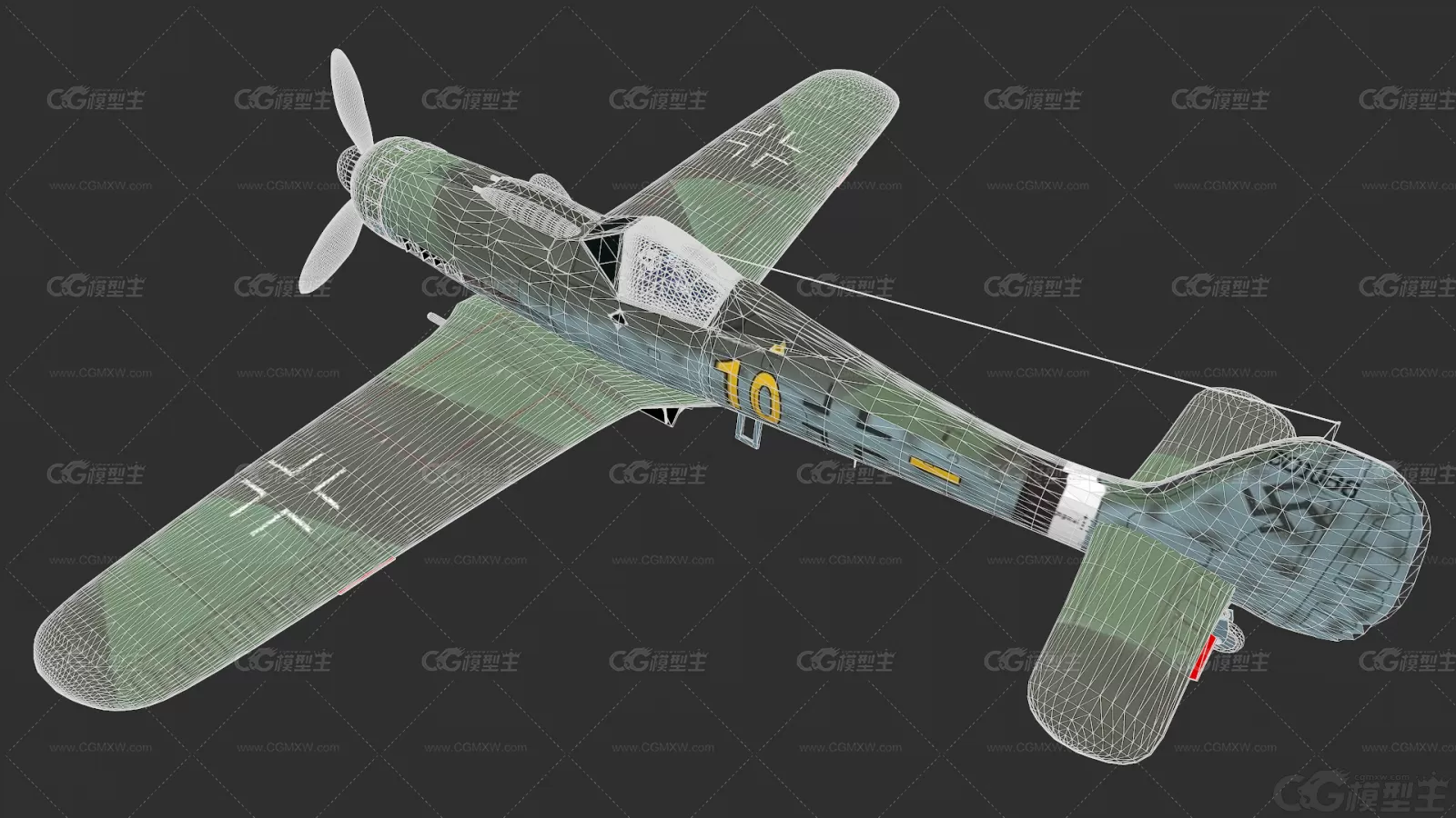 【二战名机】PBR Fw190 福克沃尔夫Fw-190 百舌鸟 战斗机 二战德国战机 纳粹德国-4