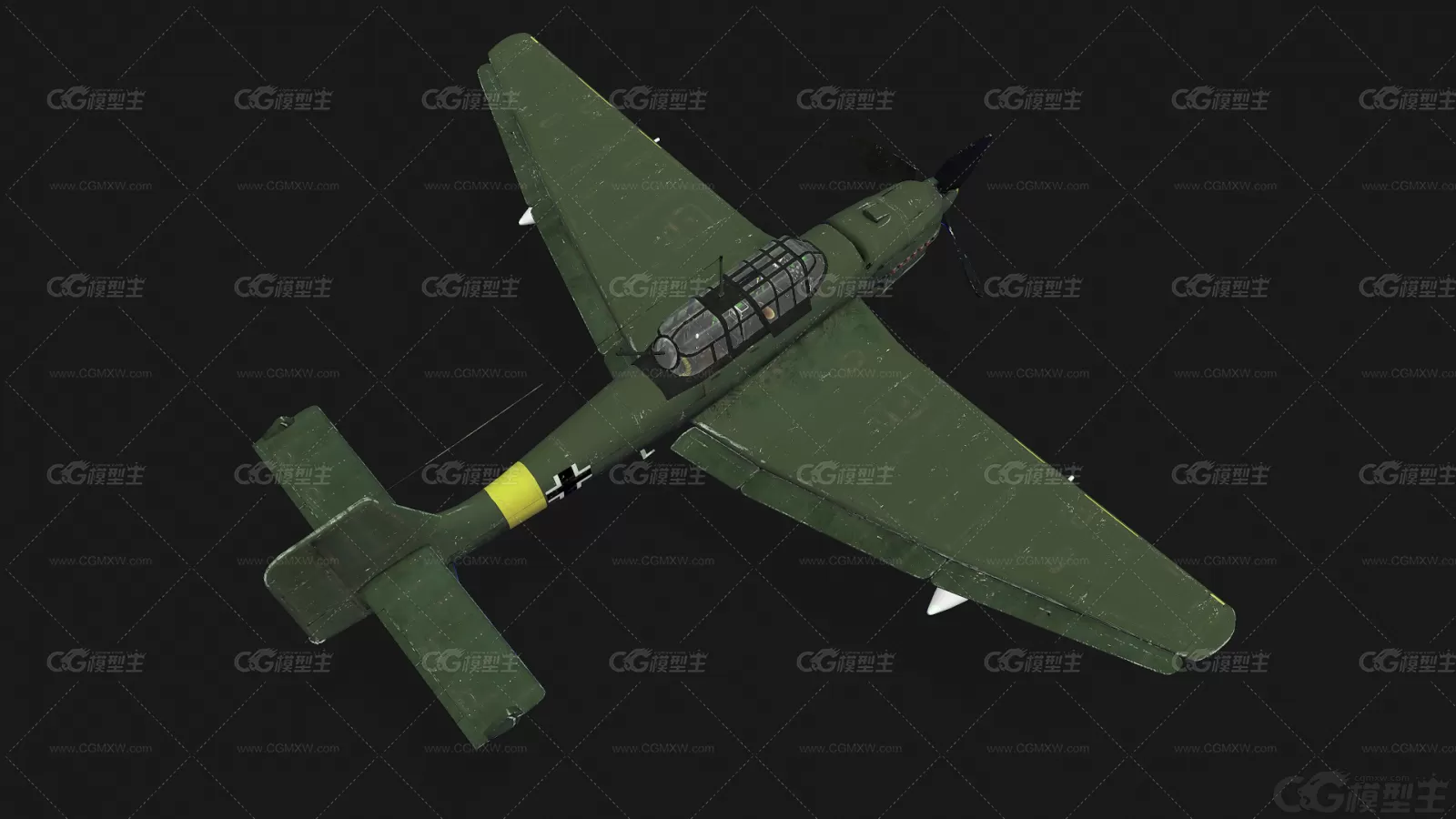 二战 德国战斗机 Ju87俯冲轰炸机 Junkers 战机 斯图卡 Stuka 空军飞机3D模型-3