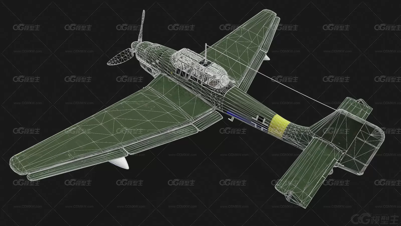 二战 德国战斗机 Ju87俯冲轰炸机 Junkers 战机 斯图卡 Stuka 空军飞机3D模型-6