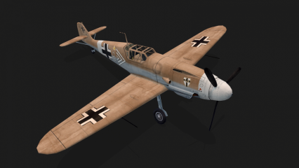 二战名机 德国 BF109F4 Me109F4战斗机 军用飞机 空军飞机滑翔机 战斗飞机lowpoly