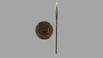 斯巴达 长矛 盾牌 长枪 冷兵器 枪盾组合3D模型