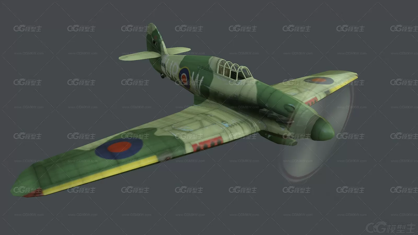 次时代军用飞机 喷火式战斗机 Spitfire Fighter 二战武器 活塞式 英国军用飞机3D模型-1