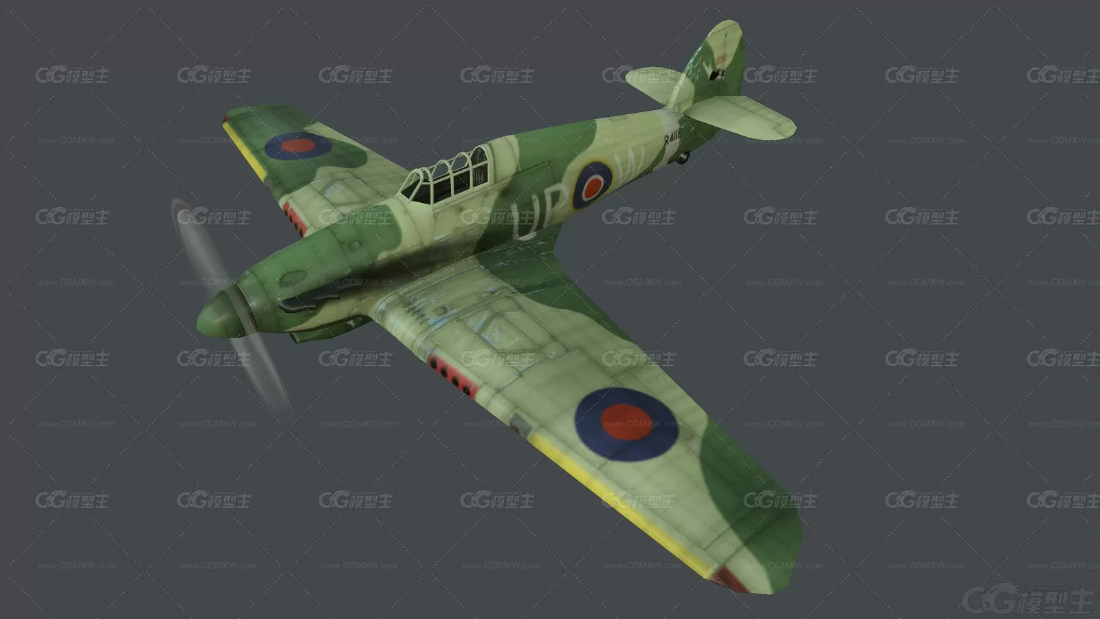 次时代军用飞机 喷火式战斗机 Spitfire Fighter 二战武器 活塞式 英国军用飞机3D模型-2