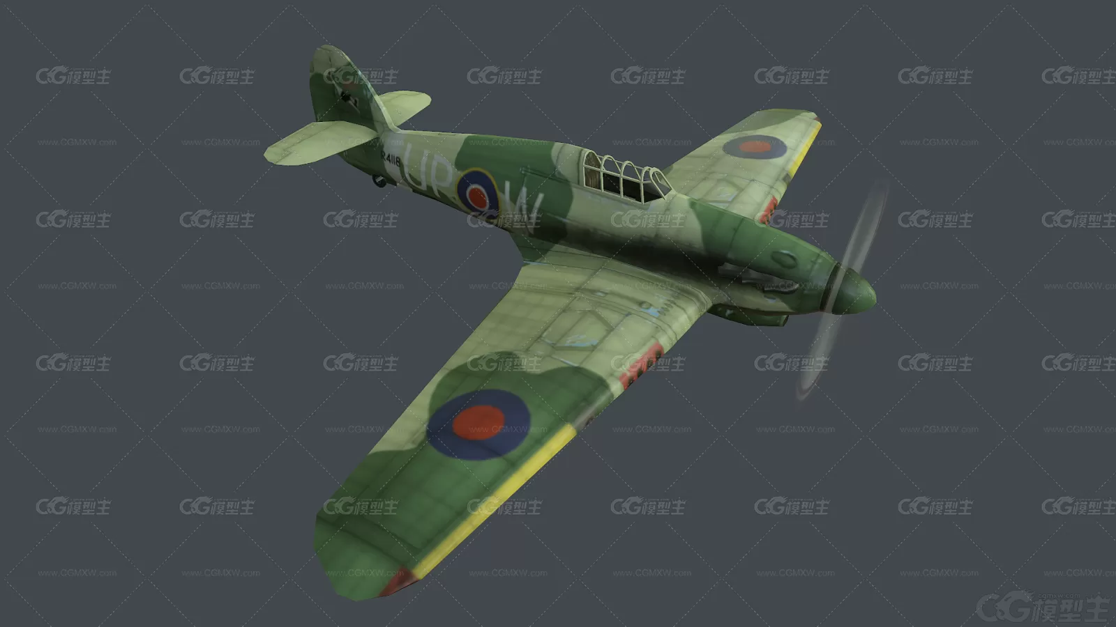 次时代军用飞机 喷火式战斗机 Spitfire Fighter 二战武器 活塞式 英国军用飞机3D模型-3