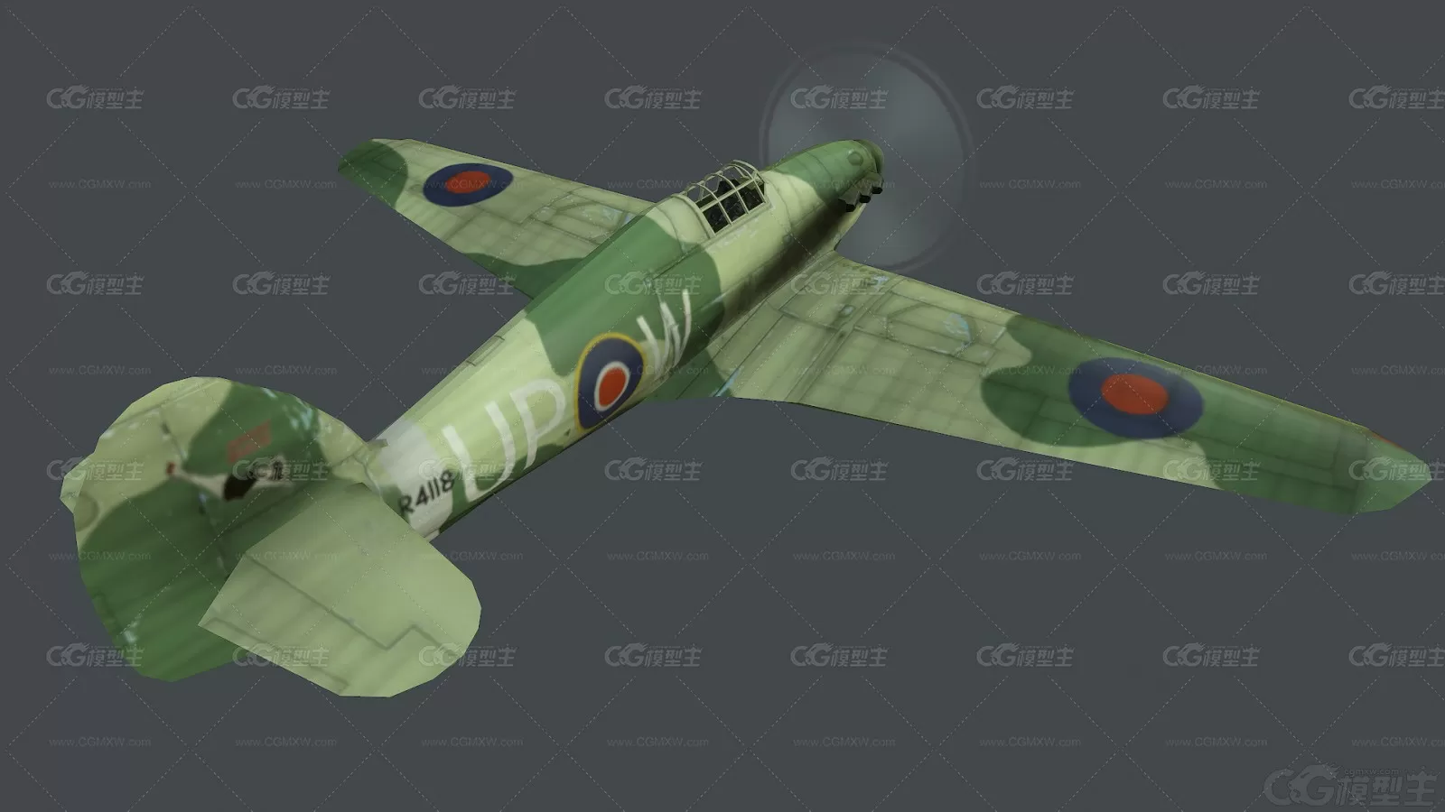 次时代军用飞机 喷火式战斗机 Spitfire Fighter 二战武器 活塞式 英国军用飞机3D模型-4