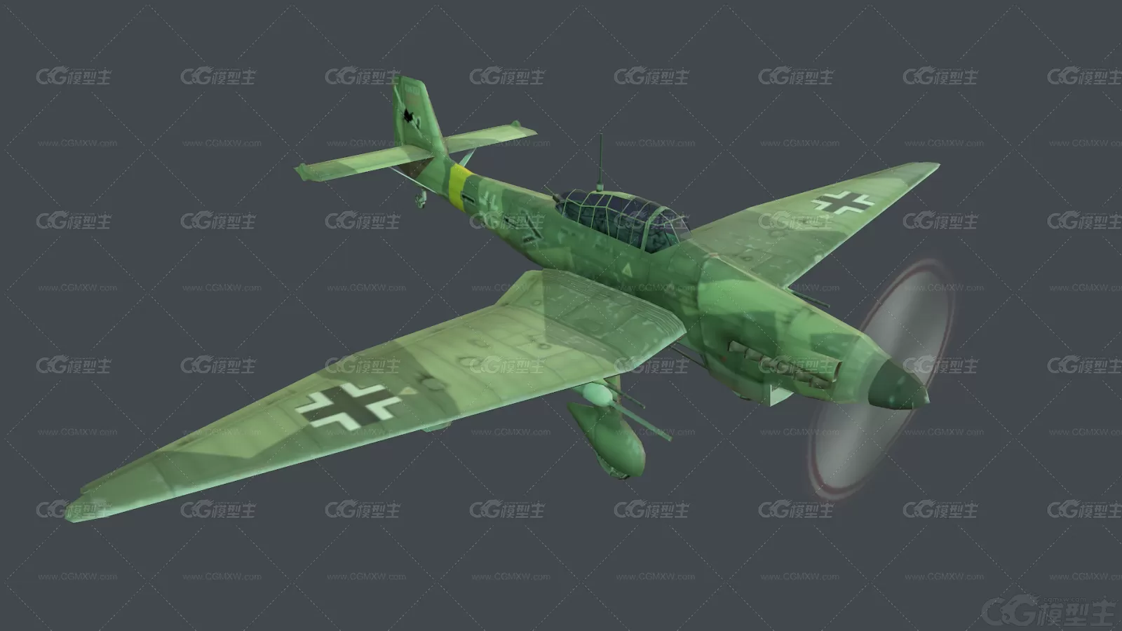 Ju87俯冲轰炸机 德国研制 Junkers Stuka 2K贴图 二战武器 德军飞机3D模型-1