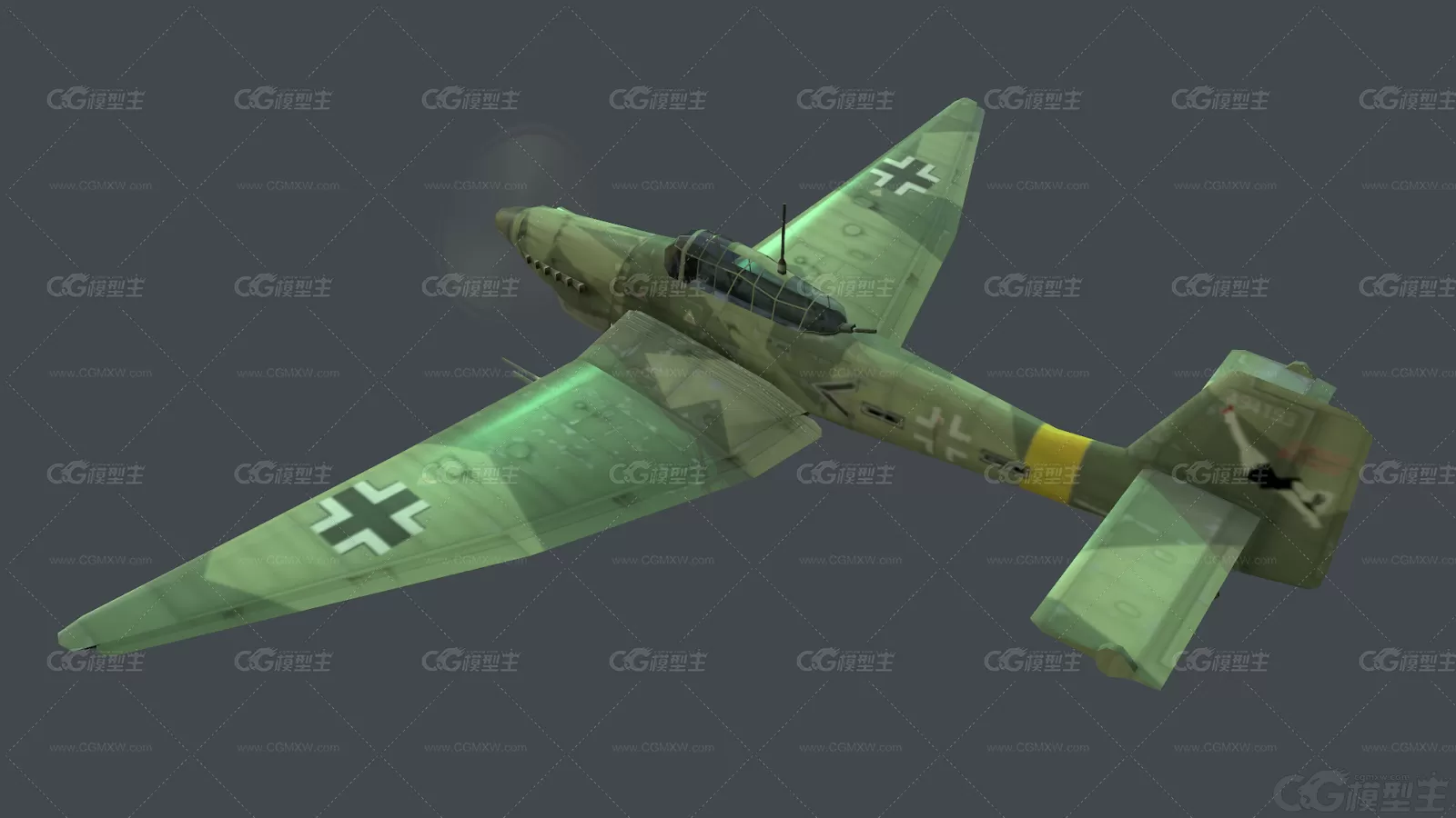 Ju87俯冲轰炸机 德国研制 Junkers Stuka 2K贴图 二战武器 德军飞机3D模型-3