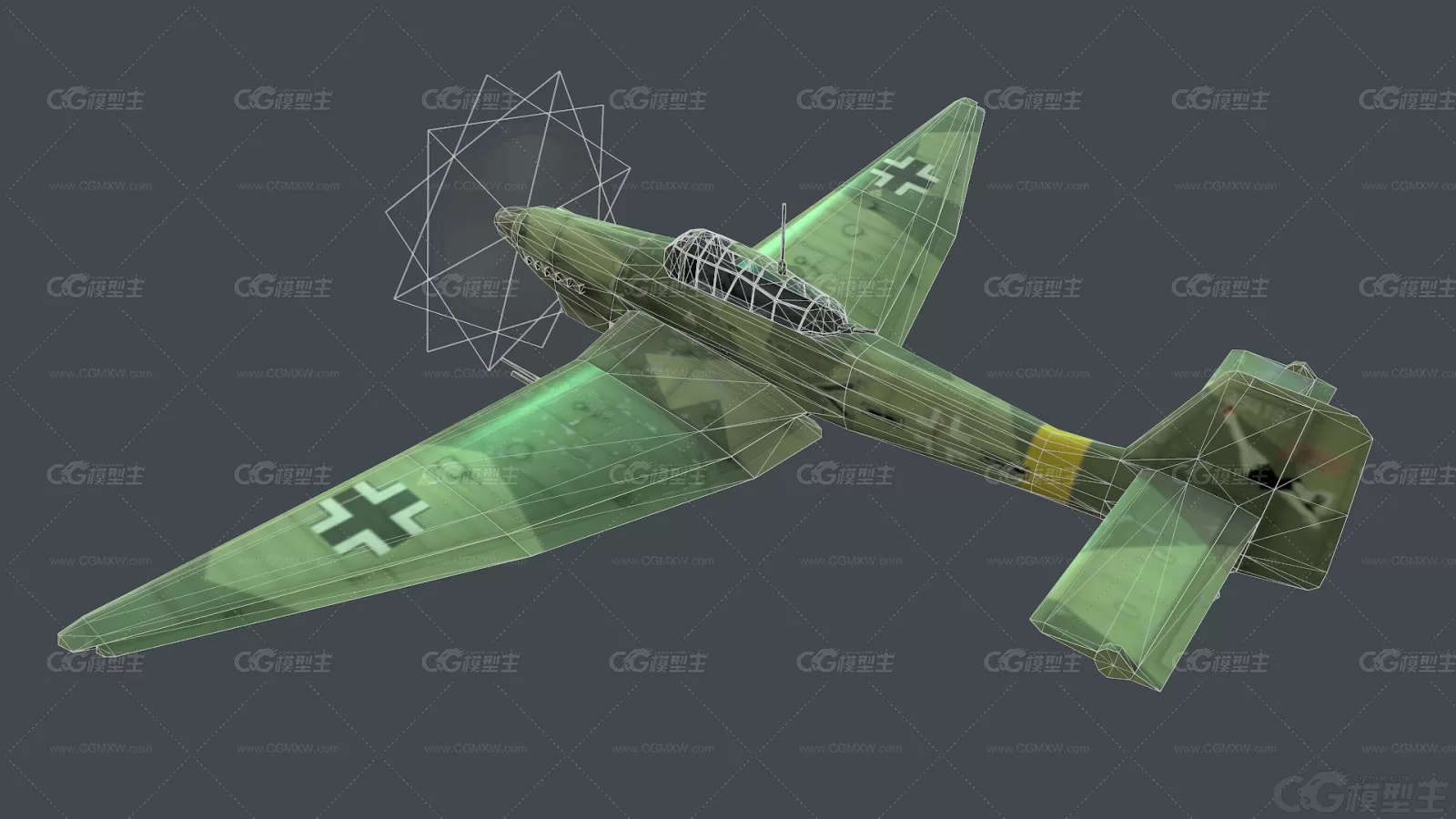 Ju87俯冲轰炸机 德国研制 Junkers Stuka 2K贴图 二战武器 德军飞机3D模型-4