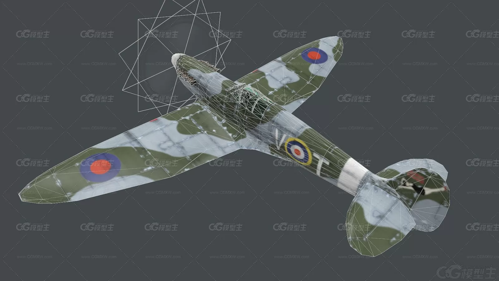 英国二战喷火式战斗机 Spitfire Fighter 喷火 英国 活塞式 战斗机 军用飞机3D模型-5