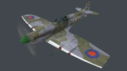 二战英国飓风战斗机 喷火式战斗机 Spitfire Fighter 喷火 英国 活塞式 军用飞机3D模型