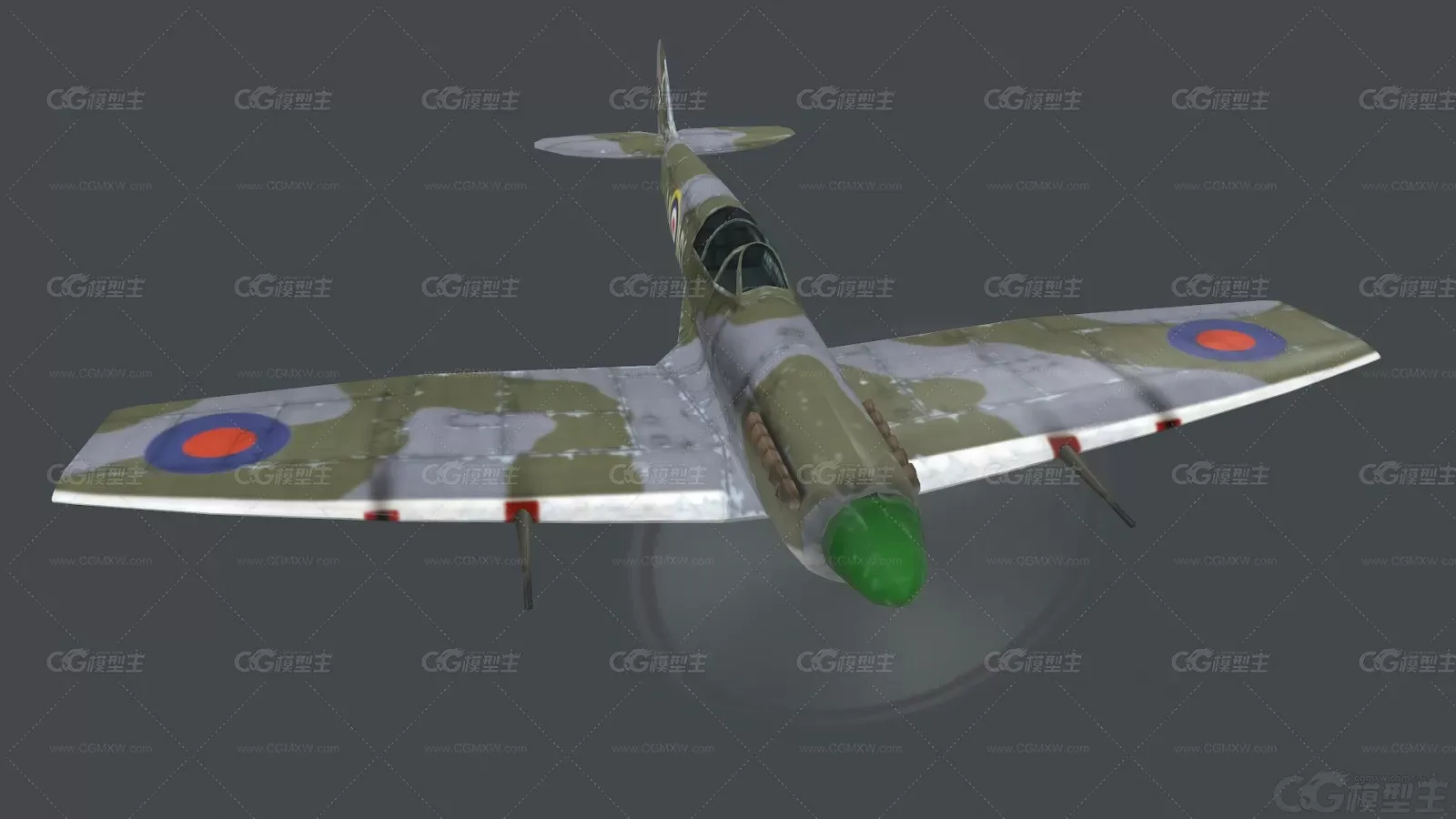 二战英国飓风战斗机 喷火式战斗机 Spitfire Fighter 喷火 英国 活塞式 军用飞机3D模型-2