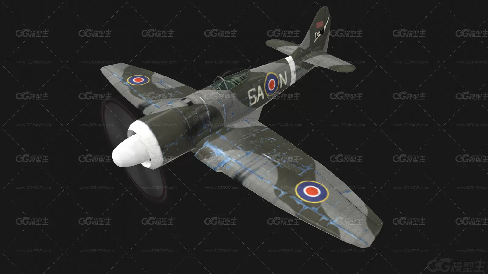 暴风战斗机 喷火式战斗机 Spitfire Fighter 二战武器 军用飞机3D模型-1