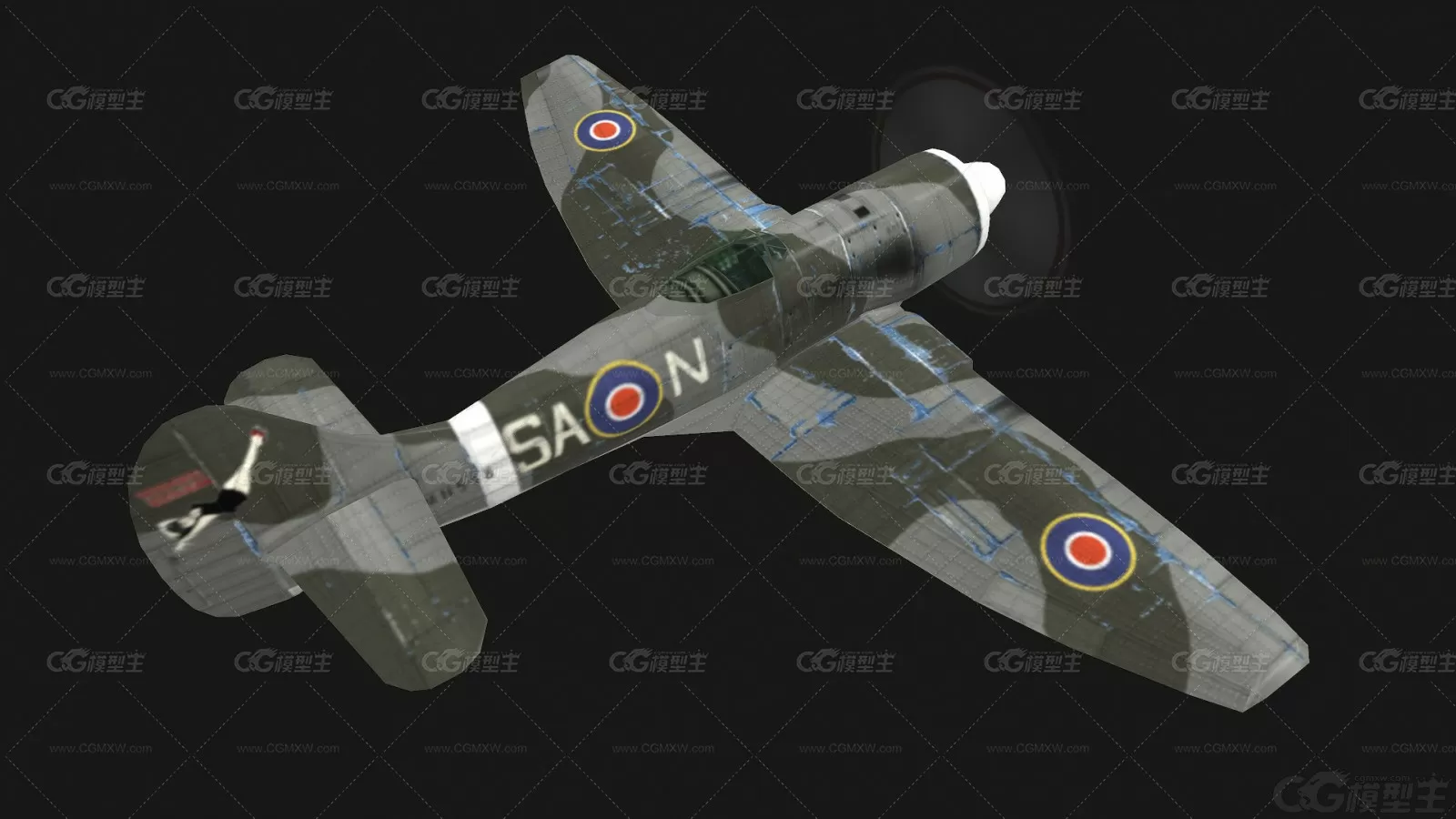 暴风战斗机 喷火式战斗机 Spitfire Fighter 二战武器 军用飞机3D模型-4