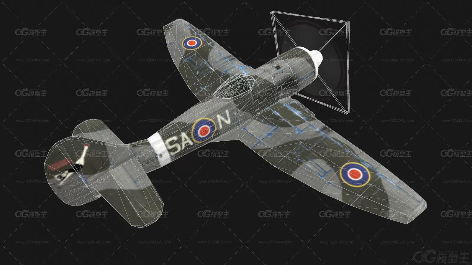 暴风战斗机 喷火式战斗机 Spitfire Fighter 二战武器 军用飞机3D模型-5