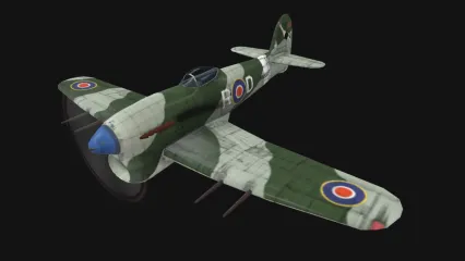 英国二战喷火式战斗机 Spitfire Fighter 喷火 英国 活塞式战斗机 军用飞机3D模型
