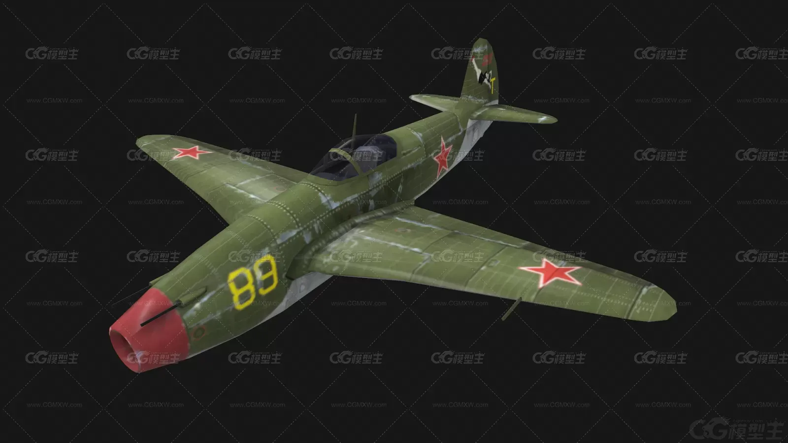 雅克3二战名机苏联战斗机 Yak3战机 支持PBR Yak-3 雅克-3军用飞机3D模型-1