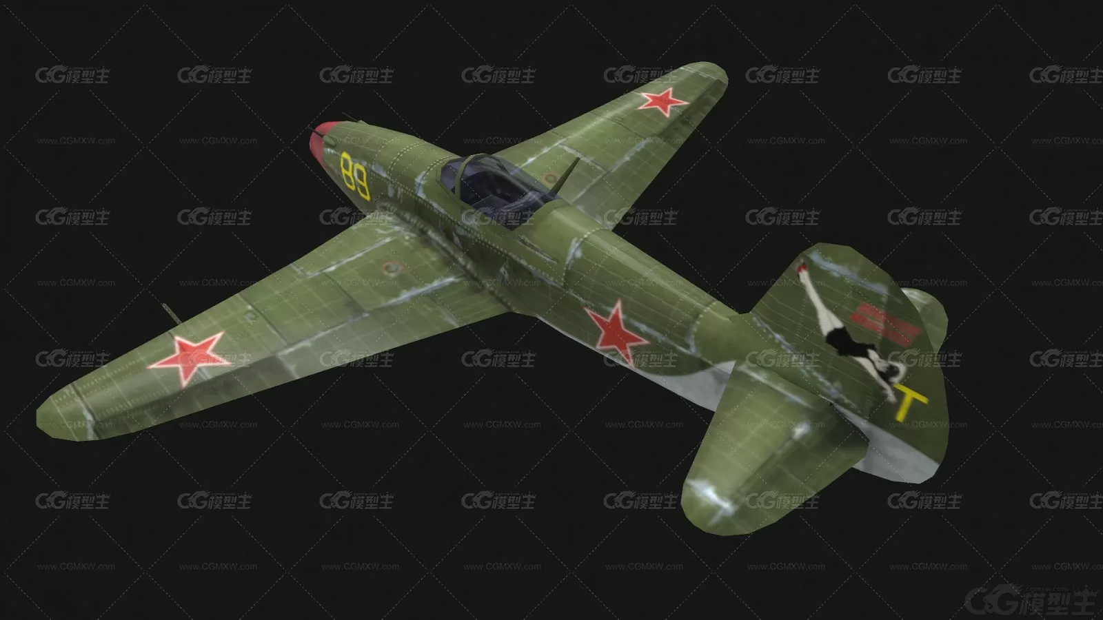 雅克3二战名机苏联战斗机 Yak3战机 支持PBR Yak-3 雅克-3军用飞机3D模型-4