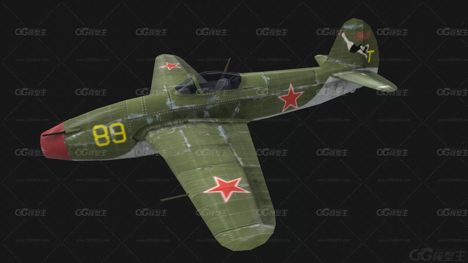 雅克3二战名机苏联战斗机 Yak3战机 支持PBR Yak-3 雅克-3军用飞机3D模型-5