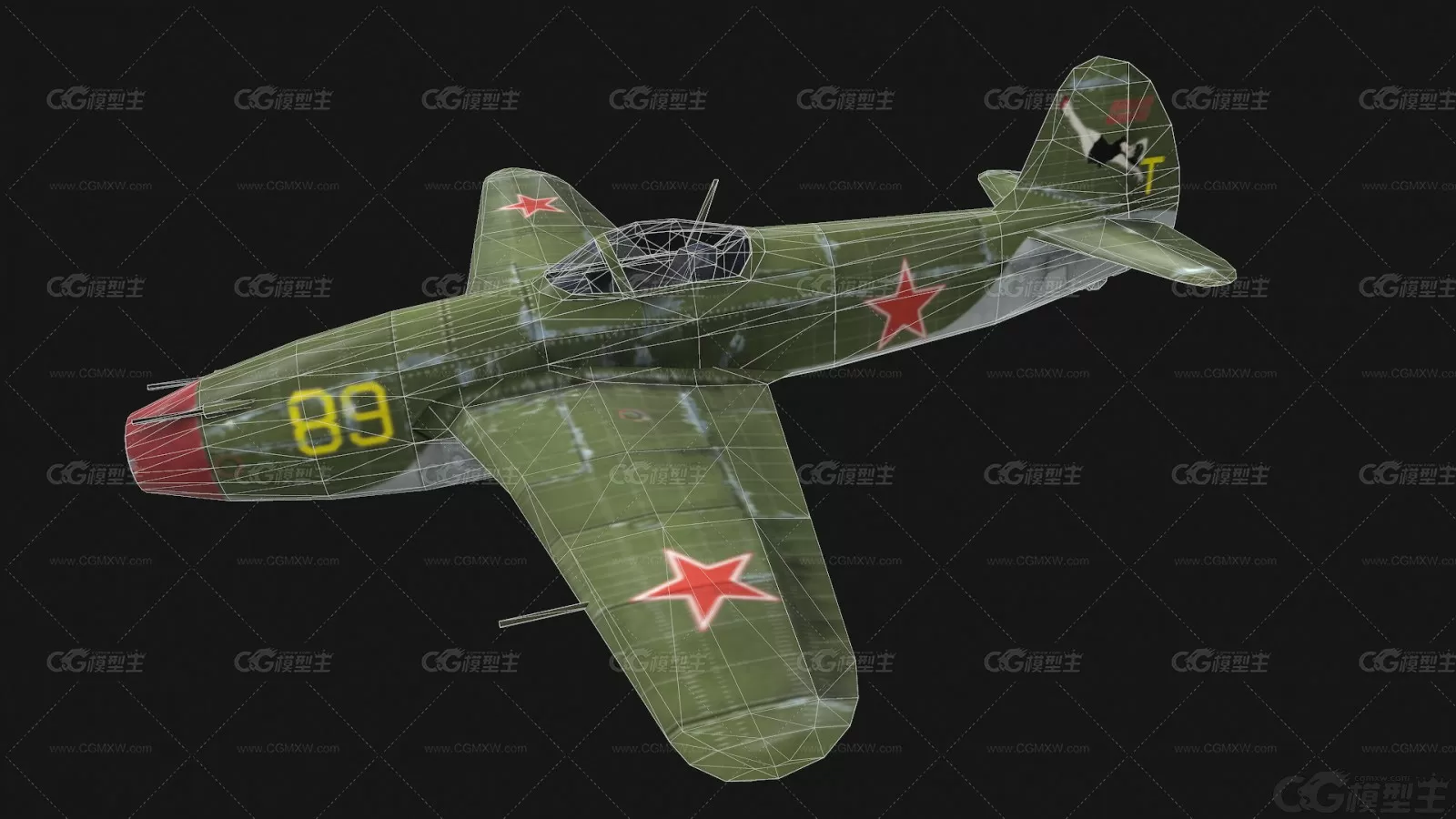 雅克3二战名机苏联战斗机 Yak3战机 支持PBR Yak-3 雅克-3军用飞机3D模型-6