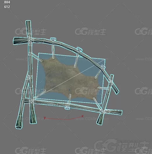 高级皮革木架  晾晒架 羊皮架3D模型-3