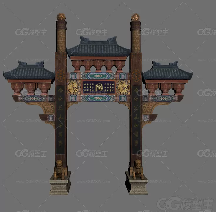 牌坊  大门  鸟居 门楼 牌楼 牌坊 古代建筑3D模型-1