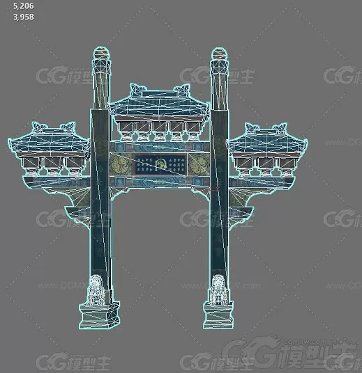 牌坊  大门  鸟居 门楼 牌楼 牌坊 古代建筑3D模型-3