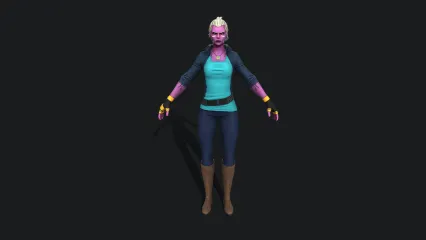 赛博朋克 动漫人物 红魔女 女妖 外星女战士 女武士3D模型