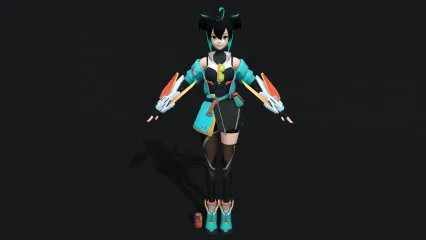 卡通 手绘 可爱机甲少女 机械女学生 科技元素 科幻世界 女机械师 机甲精灵 女孩3D模型